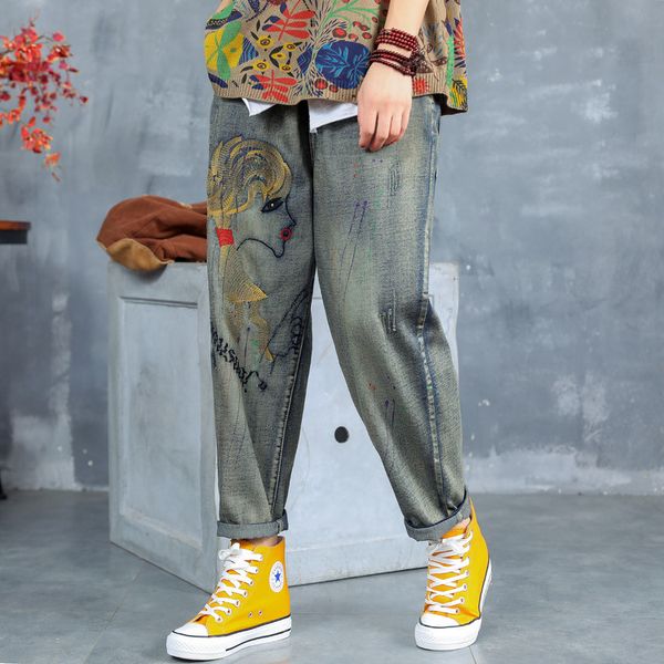 women spring and autumn fashion brand vintage girl letter embroidered straight female jeans casual pants loose, Blue
women spring and autumn fashion brand vintage girl letter embroidered straight female jeans casual pants loose, Blue