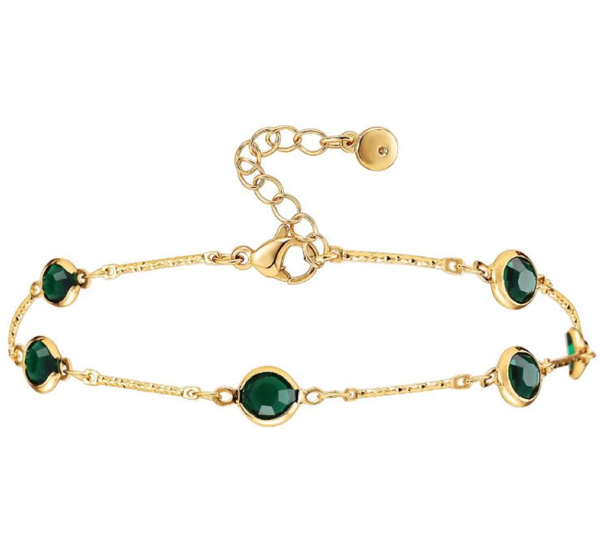 link, chain european and american women's bracelets, copper-plated real gold, green hao stone thin chain, all-match jewelry, Black
link, chain european and american women's bracelets, copper-plated real gold, green hao stone thin chain, all-match jewelry, Black