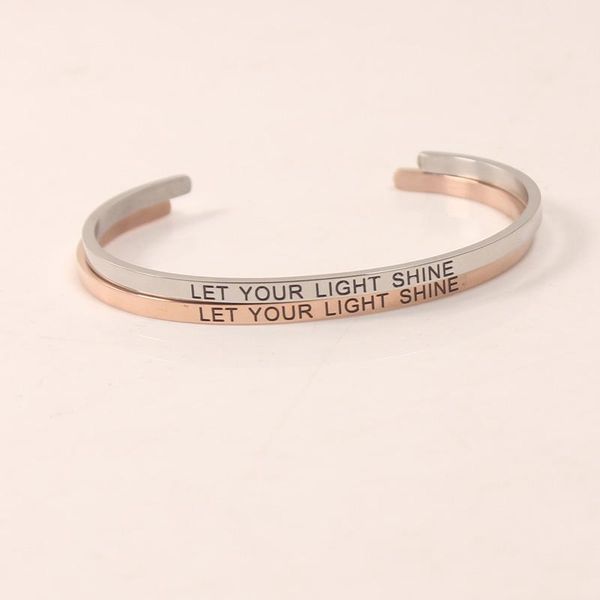 bangle est let your light shine quotes mantra bracelets 316l stainless steel bar fashion women female inspirational jewelry, Black
bangle est let your light shine quotes mantra bracelets 316l stainless steel bar fashion women female inspirational jewelry, Black