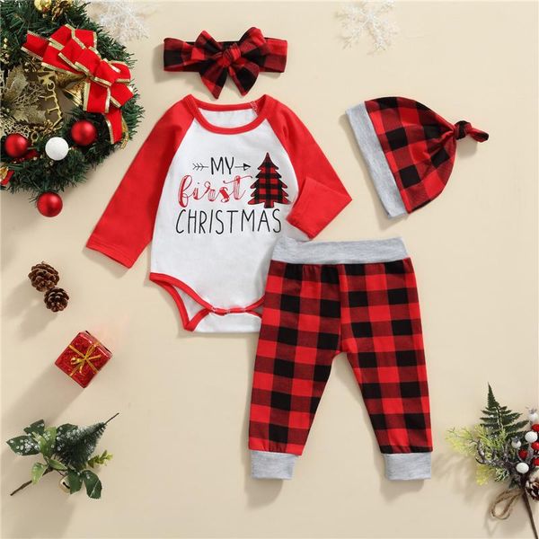 clothing sets 4pcs christmas baby girls boys outfit tree letter printing long sleeve round collar romper + plaid pants cap headwear set, White
clothing sets 4pcs christmas baby girls boys outfit tree letter printing long sleeve round collar romper + plaid pants cap headwear set, White