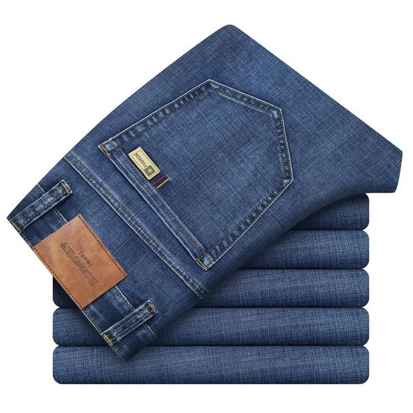 spring luxury cotton stretch business casual men's straight lightweight thin youth fashion denim jeans aize, Blue
spring luxury cotton stretch business casual men's straight lightweight thin youth fashion denim jeans aize, Blue