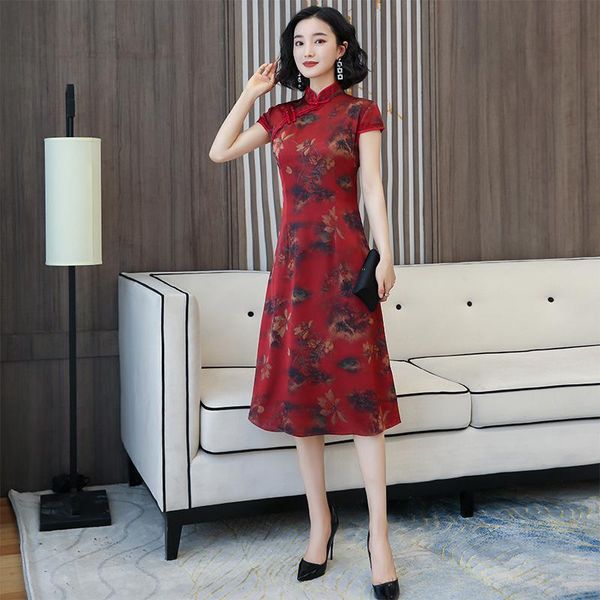 spring women loose lounge chinese dresses mid-length cotton classical banquet cheongsam print floral mother wedding prom qipao ethnic clothi, Red
spring women loose lounge chinese dresses mid-length cotton classical banquet cheongsam print floral mother wedding prom qipao ethnic clothi, Red