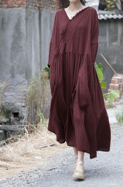 casual dresses fashion design edged v neck draped long women linen cotton dress, dark red grey dense spring autumn lady rob, Black;gray
casual dresses fashion design edged v neck draped long women linen cotton dress, dark red grey dense spring autumn lady rob, Black;gray