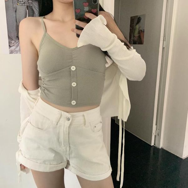 bustiers & corsets the button solid color camisole girls wear slim sleeveless inside and outside sports bra tank top, Black;white
bustiers & corsets the button solid color camisole girls wear slim sleeveless inside and outside sports bra tank top, Black;white
