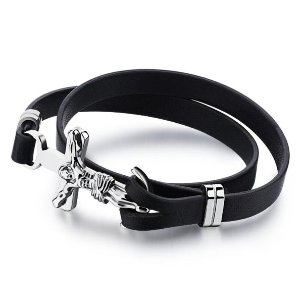 charm bracelets stainless steel jesus cross design vintage genuine leather bracelet bangle for men gifts 8.26'', Golden;silver
charm bracelets stainless steel jesus cross design vintage genuine leather bracelet bangle for men gifts 8.26'', Golden;silver