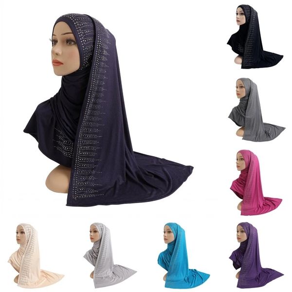 one piece shiny rhinestone women long scarf hijab soft muslim wrapped turban shawl headwear elegant malaysian ladies headscarf, Blue;gray
one piece shiny rhinestone women long scarf hijab soft muslim wrapped turban shawl headwear elegant malaysian ladies headscarf, Blue;gray