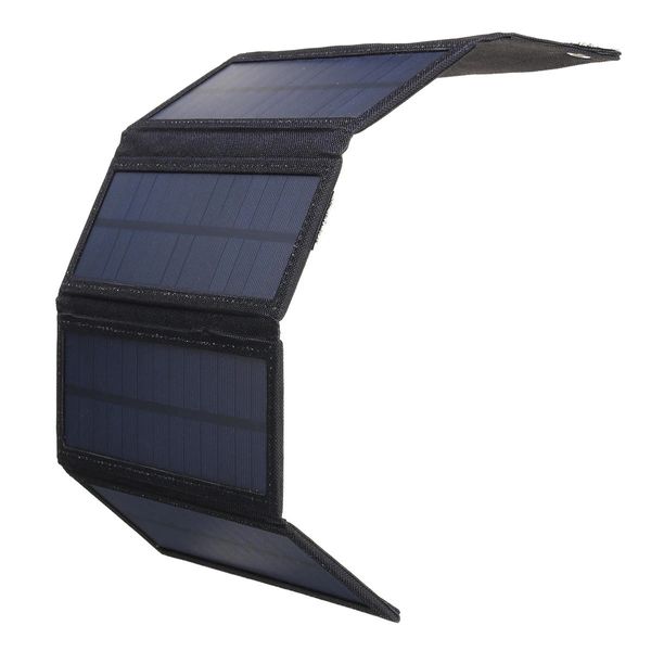 

waterproof 30w 6v solar panel bank folding power charger port w/ 10in1 usb cable - black
