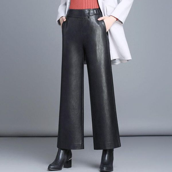 women's pants & capris autumn winter fashion women elegant elastic high waisted wide leg ankle length pu leather , fall spring woman tr, Black;white
women's pants & capris autumn winter fashion women elegant elastic high waisted wide leg ankle length pu leather , fall spring woman tr, Black;white