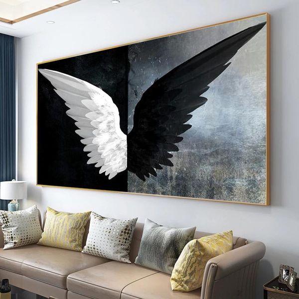 paintings black and white angel wings canvas posters, modern art style murals frameless paintings, home decoration
paintings black and white angel wings canvas posters, modern art style murals frameless paintings, home decoration
