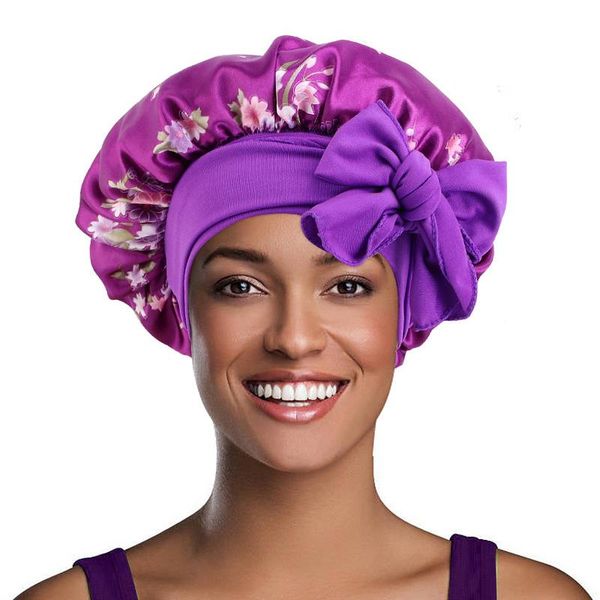 beanie/skull caps printed silk satin hair cap for sleeping high stretch wide brim night hat ribbon round turban shower bonnet care baotou, Blue;gray
beanie/skull caps printed silk satin hair cap for sleeping high stretch wide brim night hat ribbon round turban shower bonnet care baotou, Blue;gray