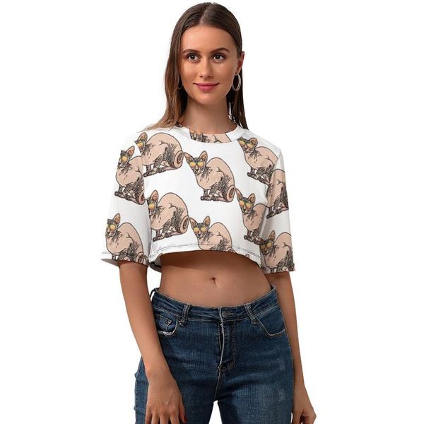 women's t-shirt sphynx cat crop tee shirt pattern lady t o neck kawaii short-sleeve street style polyester tshirt, White
women's t-shirt sphynx cat crop tee shirt pattern lady t o neck kawaii short-sleeve street style polyester tshirt, White