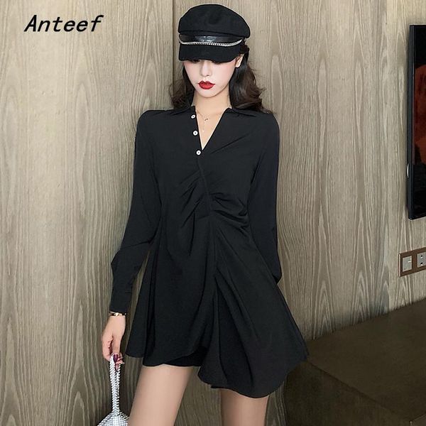 casual dresses anteef long sleeve black vintage for women loose mini short spring autumn dress elegant clothing 2021, Black;gray
casual dresses anteef long sleeve black vintage for women loose mini short spring autumn dress elegant clothing 2021, Black;gray