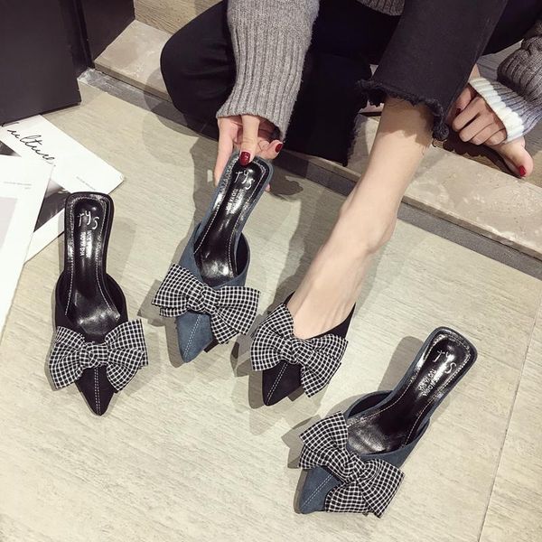 slippers women's shoes outdoor fashion 2021 summer pointed stiletto heel big bow mules, Black
slippers women's shoes outdoor fashion 2021 summer pointed stiletto heel big bow mules, Black