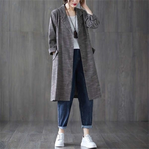 women's jackets coats artistic stripe cotton hemp suit collar coat loose medium length windbreaker autumn long sleeve cardigan pw9n, Black;brown
women's jackets coats artistic stripe cotton hemp suit collar coat loose medium length windbreaker autumn long sleeve cardigan pw9n, Black;brown