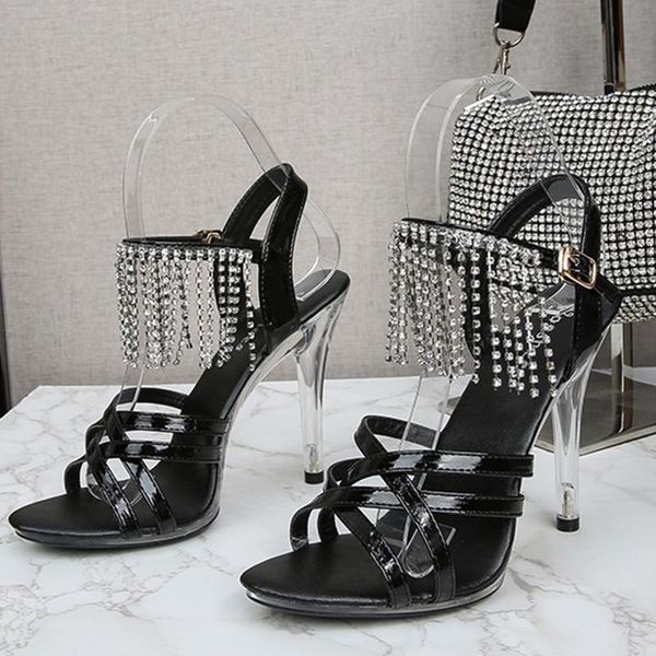 high nightclub women's large size shoes 35-43 super heels transparent sandals model, Black
high nightclub women's large size shoes 35-43 super heels transparent sandals model, Black