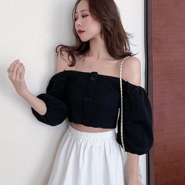 slash neck slim exposure navel half-sleeved shirt for women autumn solid color knitted blouse women's blouses & shirts, White
slash neck slim exposure navel half-sleeved shirt for women autumn solid color knitted blouse women's blouses & shirts, White