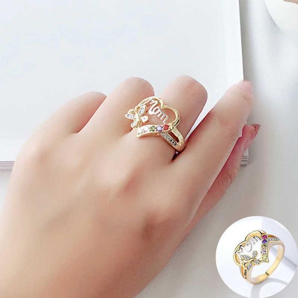 cluster rings women multicolor yellow gold silver mom butterfly shaped heart jewelry gifts ring, Golden;silver
cluster rings women multicolor yellow gold silver mom butterfly shaped heart jewelry gifts ring, Golden;silver
