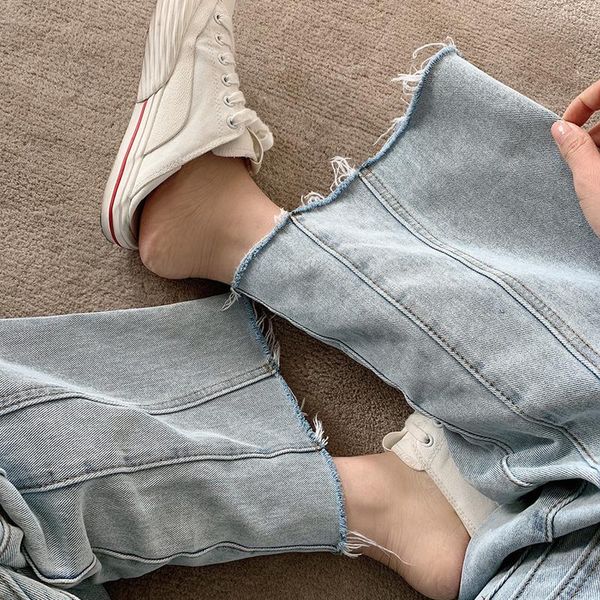 women's jeans spring of 2021 the straight loose burrs object wide leg height pants leisure feeling high waist are female, Blue
women's jeans spring of 2021 the straight loose burrs object wide leg height pants leisure feeling high waist are female, Blue