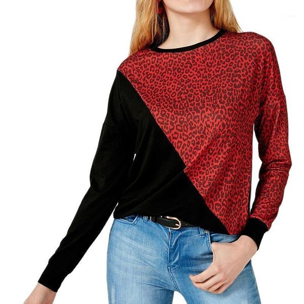 women's t-shirt autumn leopard print sweat shirt long sleeve o-neck warm patchwork stitching casual pullover t, White
women's t-shirt autumn leopard print sweat shirt long sleeve o-neck warm patchwork stitching casual pullover t, White