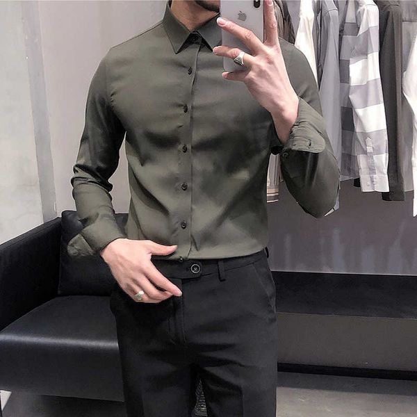 spring solid colors men shirts slim long sleeve casual shirt male formal business dress blouse social party chemise homme 210527, White;black
spring solid colors men shirts slim long sleeve casual shirt male formal business dress blouse social party chemise homme 210527, White;black