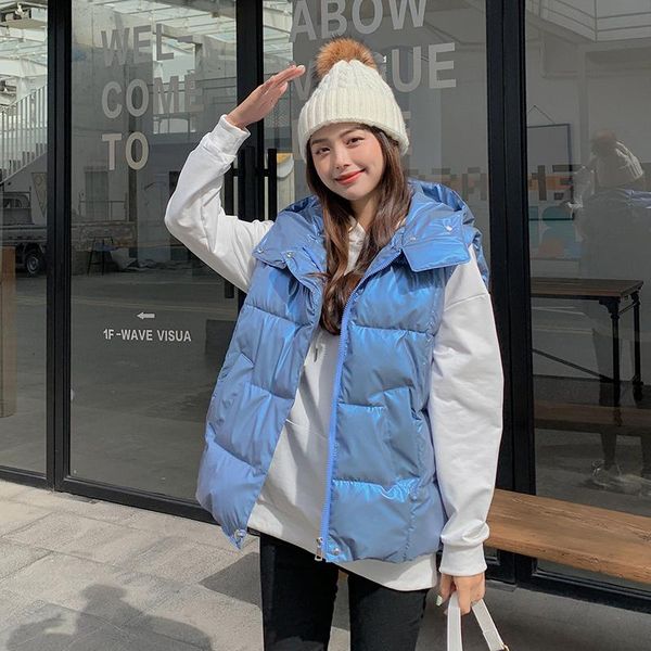 women's vests glossy sleeveless jacket hooded solid pockets ladies casual autumn winter vest zipper thick warm waistcoat for female, Black;white
women's vests glossy sleeveless jacket hooded solid pockets ladies casual autumn winter vest zipper thick warm waistcoat for female, Black;white