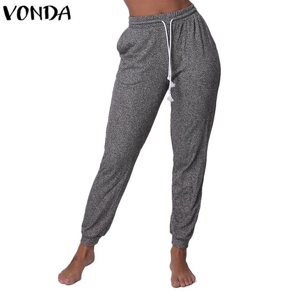 women's pants & capris vonda 2021 female sweatpants joggers casual elastic high waist drawstring slim fit trousers with pockets, Black;white
women's pants & capris vonda 2021 female sweatpants joggers casual elastic high waist drawstring slim fit trousers with pockets, Black;white