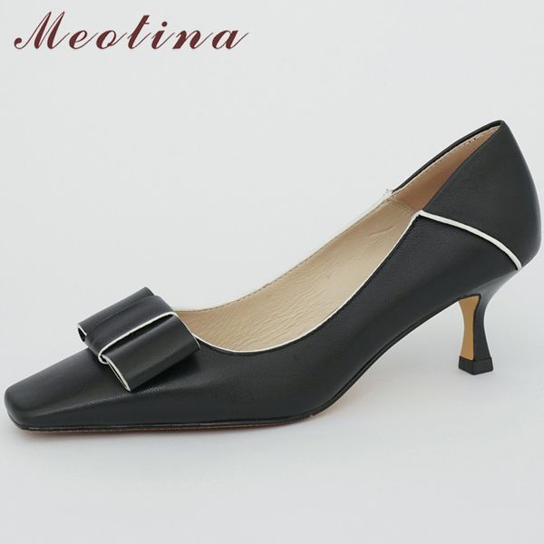 meotina genuine leather high heel shoes bow square toe women shoes shallow thin heels footwear slip on dress shoes lady green 210520, Black
meotina genuine leather high heel shoes bow square toe women shoes shallow thin heels footwear slip on dress shoes lady green 210520, Black