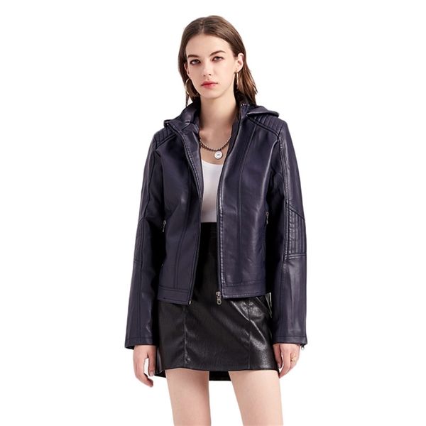 faux leather jacket women autumn winter fashion hooded detachable zip slim outerwear plus cashmere loose pu coat female lr1339 210531, Black
faux leather jacket women autumn winter fashion hooded detachable zip slim outerwear plus cashmere loose pu coat female lr1339 210531, Black