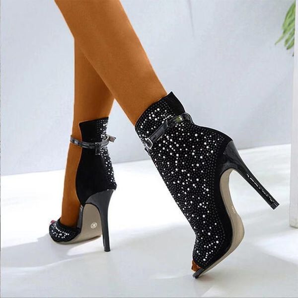 rhinestone women sandals ankle straps high heels buckle transparent crystal pumps ladies shoes talon femme dress, Black
rhinestone women sandals ankle straps high heels buckle transparent crystal pumps ladies shoes talon femme dress, Black