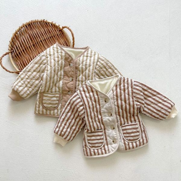jackets korean style winter born baby striped thicken coats velvet lining toddlers kids clothes infants warm outerwear, Blue;gray
jackets korean style winter born baby striped thicken coats velvet lining toddlers kids clothes infants warm outerwear, Blue;gray