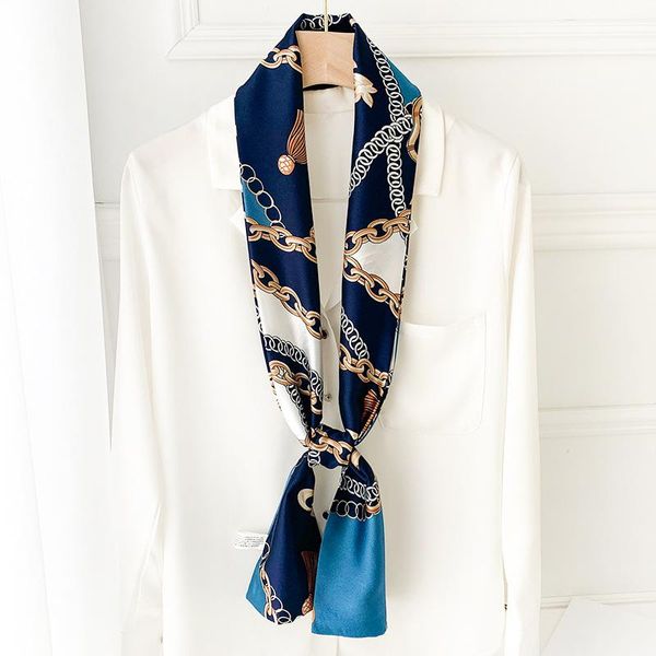 scarves chain narrow long scarf 15*145cm office lady silk fashion headscarf beach sunscreen bandana shawl, Blue;gray
scarves chain narrow long scarf 15*145cm office lady silk fashion headscarf beach sunscreen bandana shawl, Blue;gray