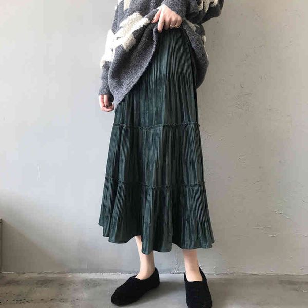 high waist skirt pleated gold velvet autumn winter women bottoms fashion elegant solid a-line long skirts 210421, Black
high waist skirt pleated gold velvet autumn winter women bottoms fashion elegant solid a-line long skirts 210421, Black