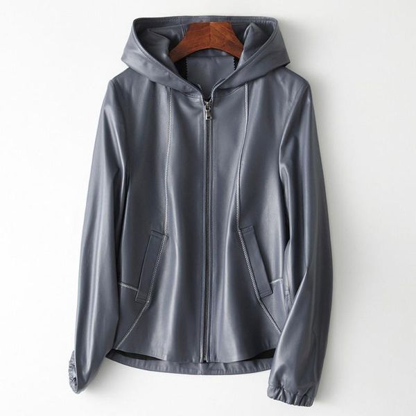 women's leather & faux 2021 real sheepskin women korean hooded casual jacket coat, Black
women's leather & faux 2021 real sheepskin women korean hooded casual jacket coat, Black