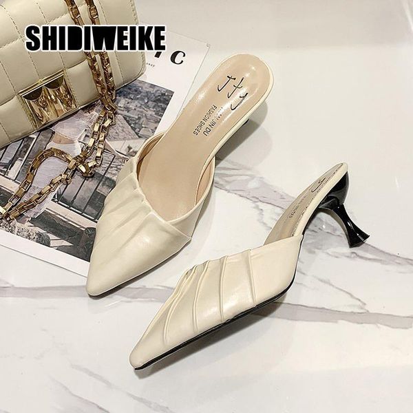 summer women pleated slippers pointed toe shoes brand designer elegant high heel va936, Black
summer women pleated slippers pointed toe shoes brand designer elegant high heel va936, Black