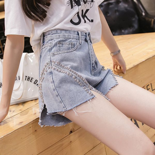 women's jeans high waist denim shorts. high-rise women with irregular frizzy hair. range pants. xcj5, Blue
women's jeans high waist denim shorts. high-rise women with irregular frizzy hair. range pants. xcj5, Blue