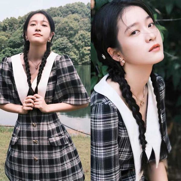 plaid print dress women vintage 100% cotton vestidos college elegant spring summer korean short sleeve v-neck dresses 210527, Black;gray
plaid print dress women vintage 100% cotton vestidos college elegant spring summer korean short sleeve v-neck dresses 210527, Black;gray