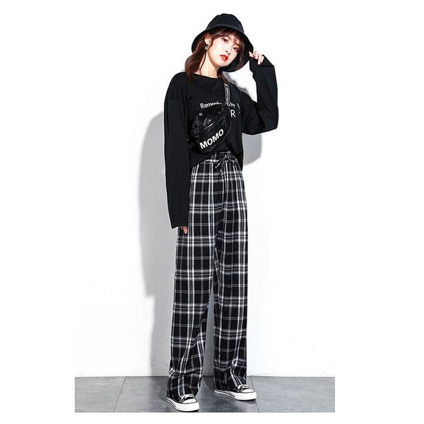 women's pants & capris mopping autumn high waist loose all-match fashion casual plaid wide leg, Black;white
women's pants & capris mopping autumn high waist loose all-match fashion casual plaid wide leg, Black;white