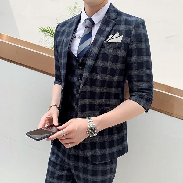 men's suits & blazers ( jacket + vest pants ) summer half sleeve mariage suit fashion male slim plaid business social formal groom dres, White;black
men's suits & blazers ( jacket + vest pants ) summer half sleeve mariage suit fashion male slim plaid business social formal groom dres, White;black