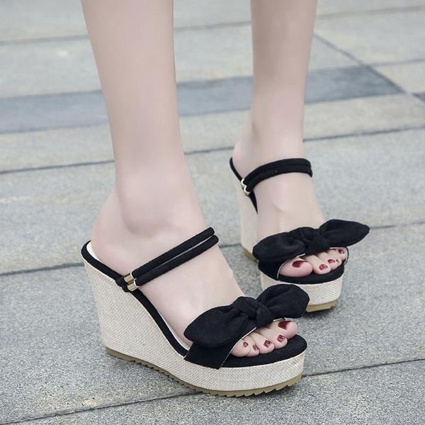 women shoes platform sandals fish mouth bow wedges heel ankle buckles sandalia espadrilles female shoes#g3, Black
women shoes platform sandals fish mouth bow wedges heel ankle buckles sandalia espadrilles female shoes#g3, Black