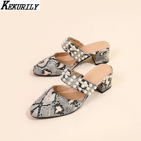 chunky heels mules women sanke prints closed toe slippers pearl rivet slip on slides fashion shallow shoes sandalias mujer, Black
chunky heels mules women sanke prints closed toe slippers pearl rivet slip on slides fashion shallow shoes sandalias mujer, Black
