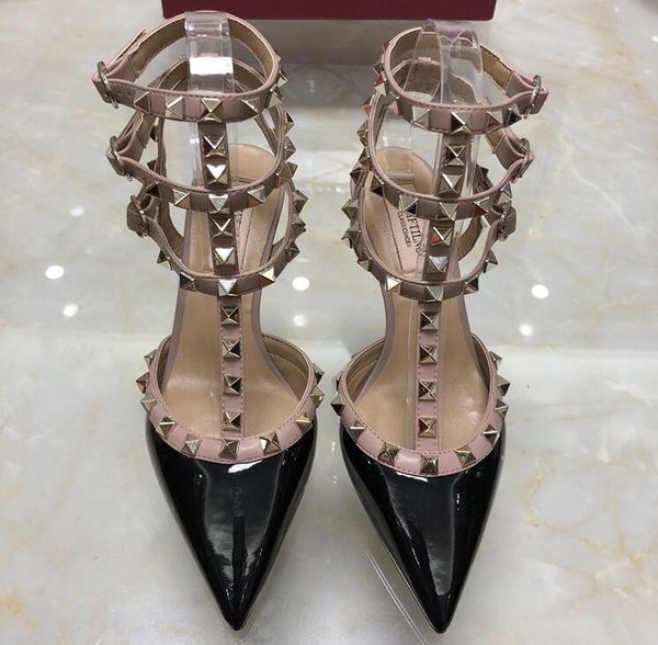 sandals designer 10cm women high heel genuine leather wedding shoes with rivets black/nude classics v brand 35-43
sandals designer 10cm women high heel genuine leather wedding shoes with rivets black/nude classics v brand 35-43