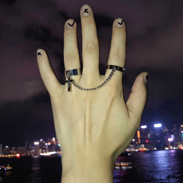 2021 retro punk hip hop cross ring finger chain adjustable two link jewelry gift men's women's gothic s, Silver
2021 retro punk hip hop cross ring finger chain adjustable two link jewelry gift men's women's gothic s, Silver