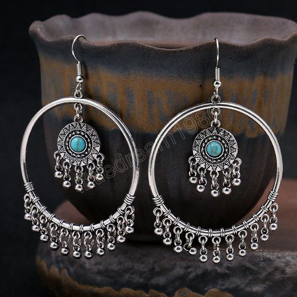 beads tassel dangle earrings for women boho vintage big round hoop geometric earrings bohemian female turquoises earring, Silver
beads tassel dangle earrings for women boho vintage big round hoop geometric earrings bohemian female turquoises earring, Silver