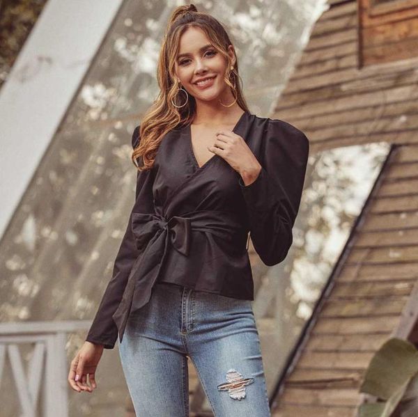 black office lady elegant lantern sleeve v-neck solid blouse autumn women and blouses#g1 women's blouses & shirts, White
black office lady elegant lantern sleeve v-neck solid blouse autumn women and blouses#g1 women's blouses & shirts, White