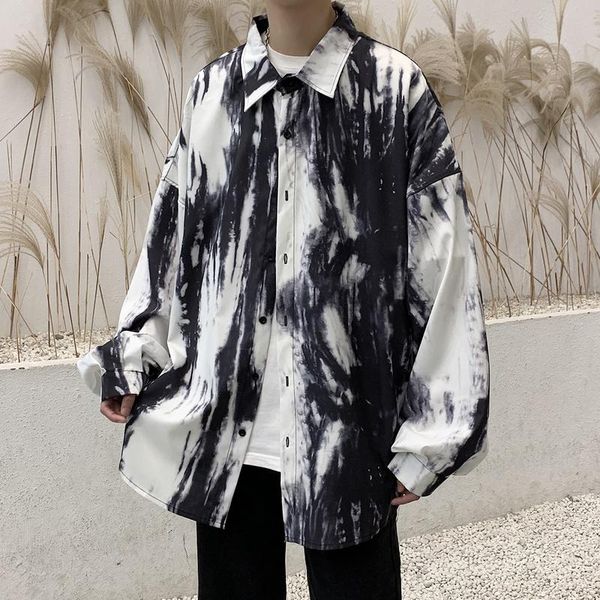 men's casual shirts tie dye print shirt for men 2021 autumn loose long sleeve couple clothing hip hop street male clothes, White;black
men's casual shirts tie dye print shirt for men 2021 autumn loose long sleeve couple clothing hip hop street male clothes, White;black
