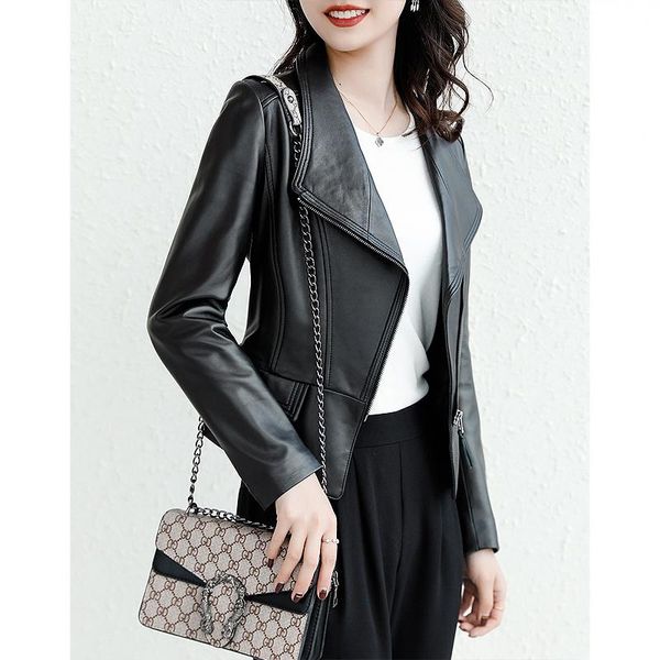 women's leather & faux shzq 2021 wear jacket spring and autumn black versatile short motorcycle clothes clot
women's leather & faux shzq 2021 wear jacket spring and autumn black versatile short motorcycle clothes clot