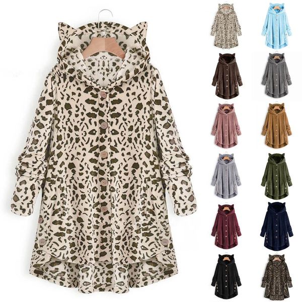 women's jackets women fluffy coat winter casual loose solid button fleece hooded cat ears female cute warm soft plus size outwear, Black;brown
women's jackets women fluffy coat winter casual loose solid button fleece hooded cat ears female cute warm soft plus size outwear, Black;brown