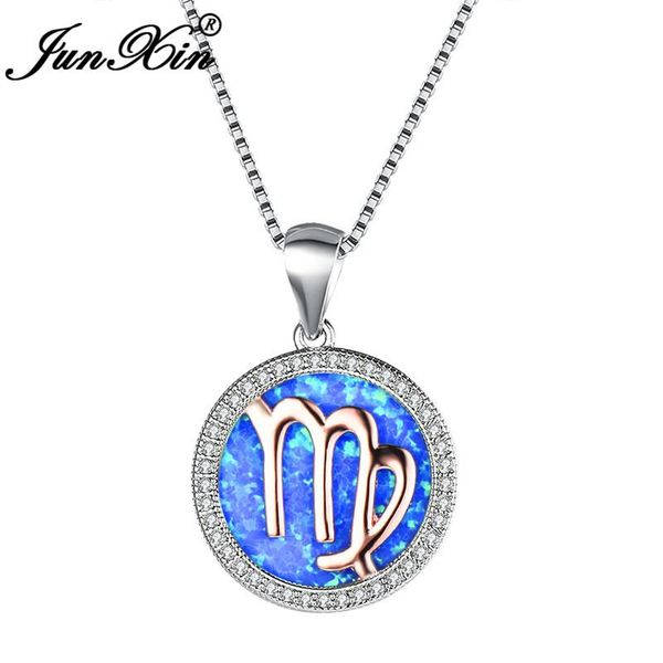 pendant necklaces junxin white gold filled virgo for women round blue fire opal necklace female cz valentine day jewelry, Silver
pendant necklaces junxin white gold filled virgo for women round blue fire opal necklace female cz valentine day jewelry, Silver