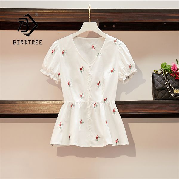 embroidery flower white blouses summer new arrival plus size v necks button design slim waist elling t14512x 210419 
embroidery flower white blouses summer new arrival plus size v necks button design slim waist elling t14512x 210419