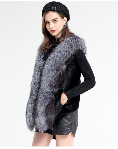 women's fur & faux arlenesain black mink vest with collar in gray
women's fur & faux arlenesain black mink vest with collar in gray